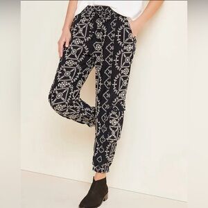 Johnny Was | Peaches All Over Black and Ivory Embroidered Joggers Size XL